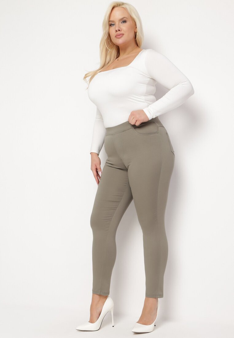 h&s Pantaloni Verde închis Regular cu Talie Elastică și Buzunare Laterale Astridda