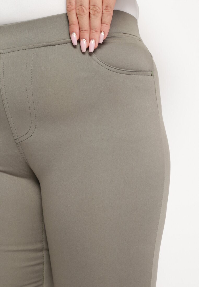 h&s Pantaloni Verde închis Regular cu Talie Elastică și Buzunare Laterale Astridda