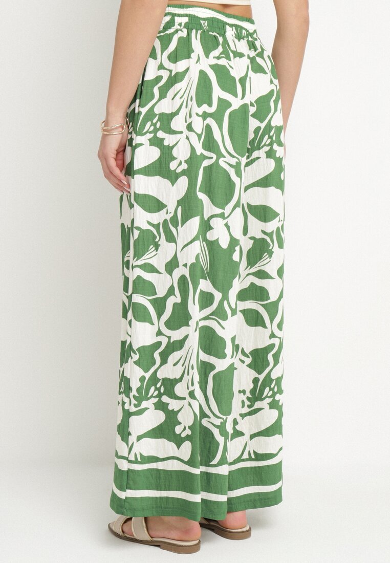 h&s Pantaloni Verzi Largi cu Talie Înaltă cu Imprimeu Floral Tolirida