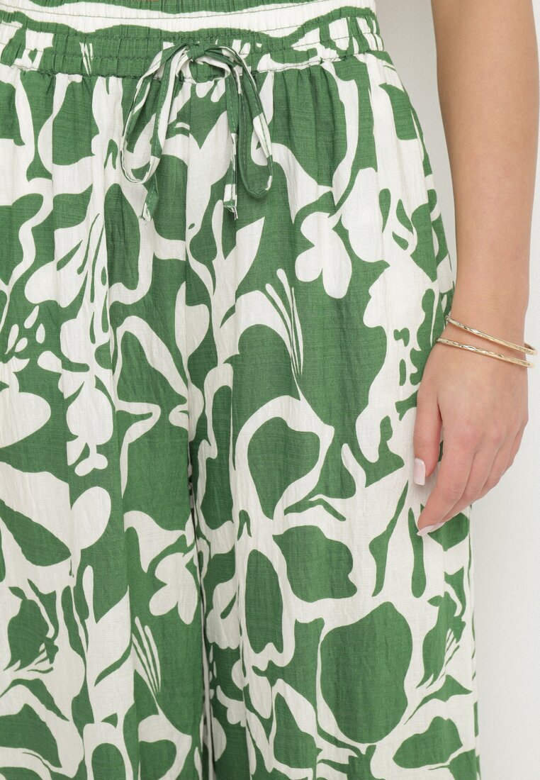 h&s Pantaloni Verzi Largi cu Talie Înaltă cu Imprimeu Floral Tolirida