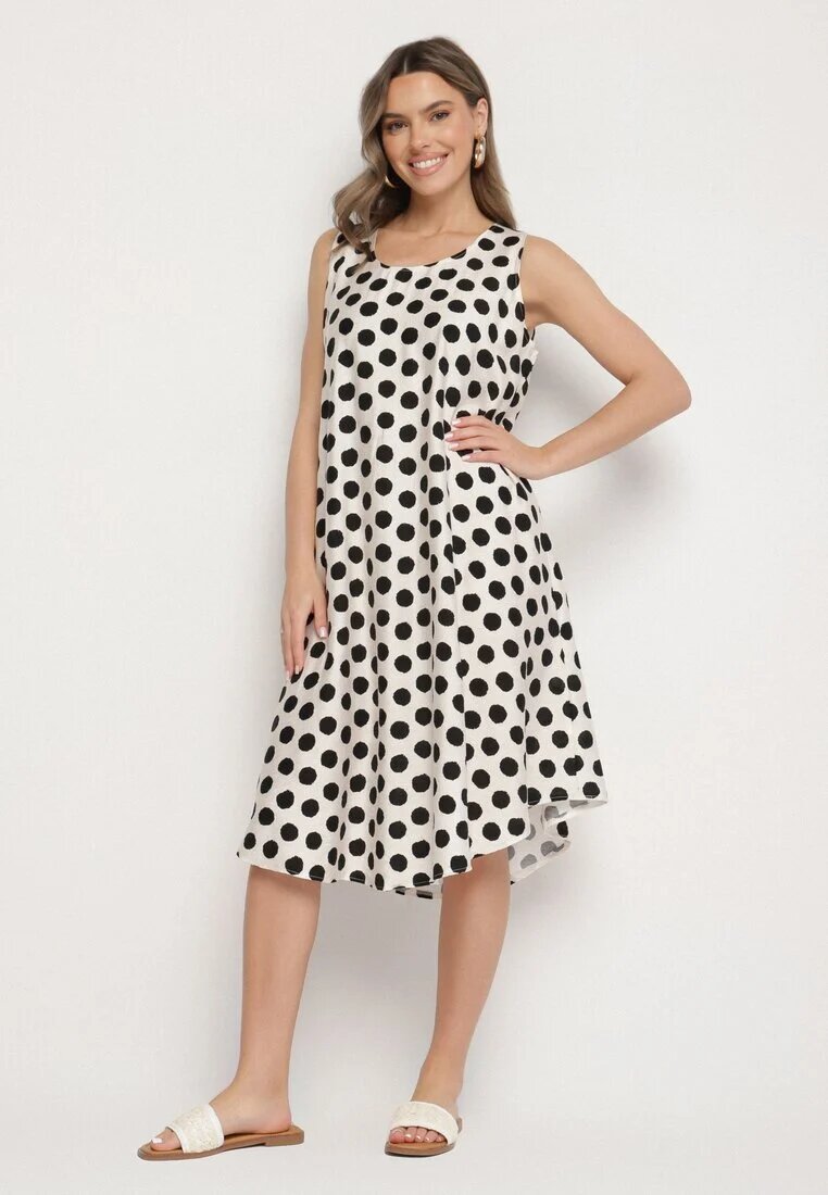 h&s Rochie Alb-Negru croi drept Fără mâneci Cu buline Fevasine