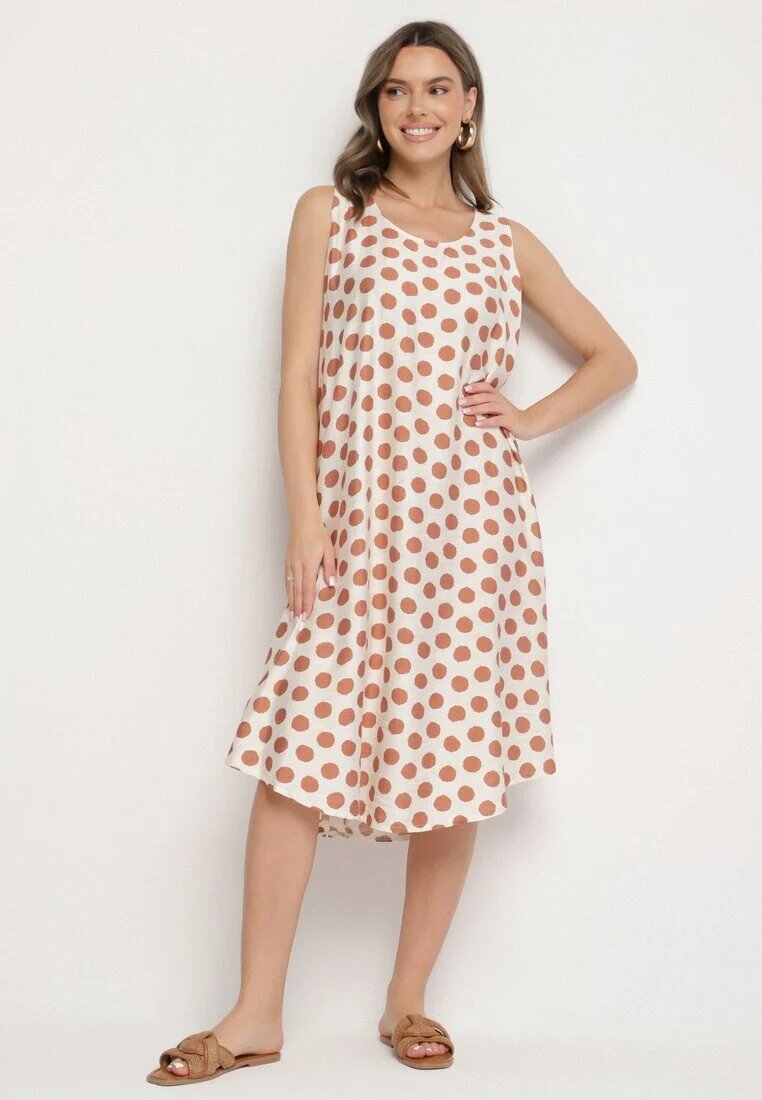 h&s Rochie Bejă croi cutie Fără mâneci cu buline Fevasine