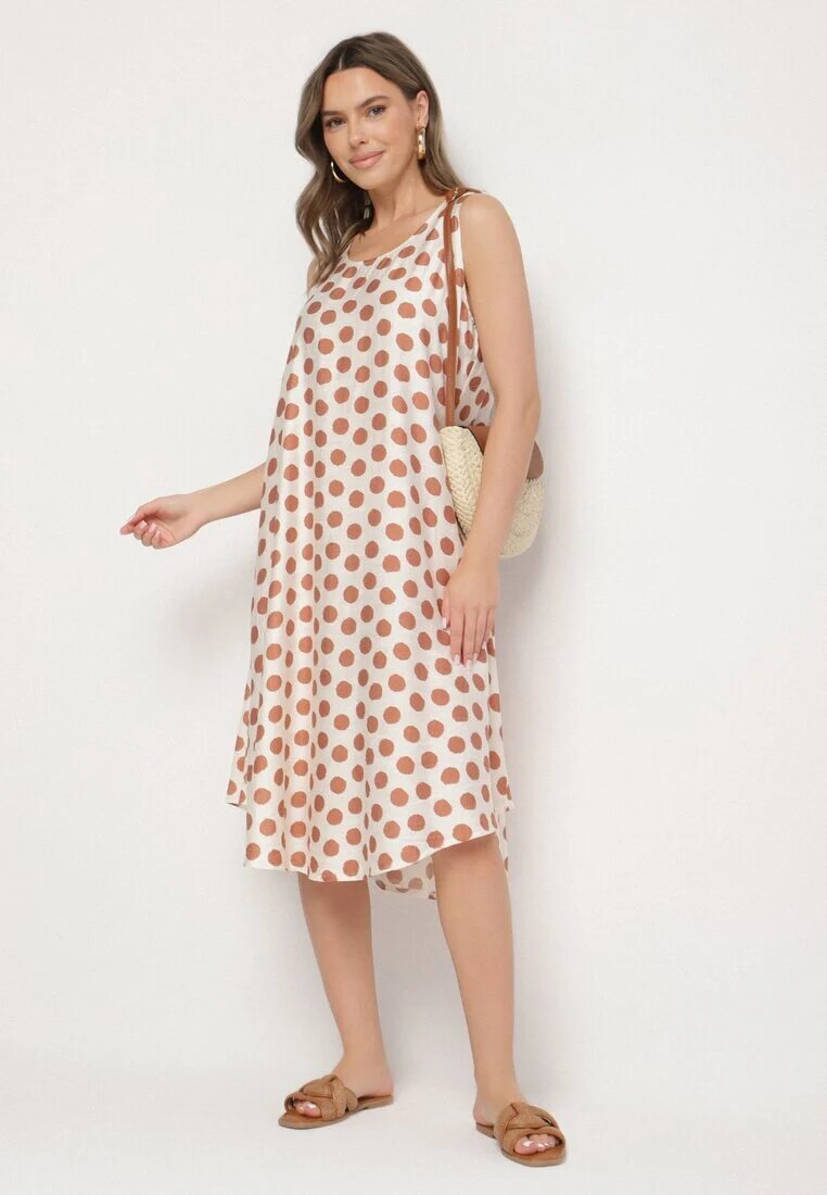 h&s Rochie Bejă croi cutie Fără mâneci cu buline Fevasine