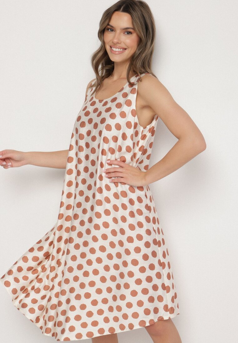 h&s Rochie Bejă croi cutie Fără mâneci cu buline Fevasine