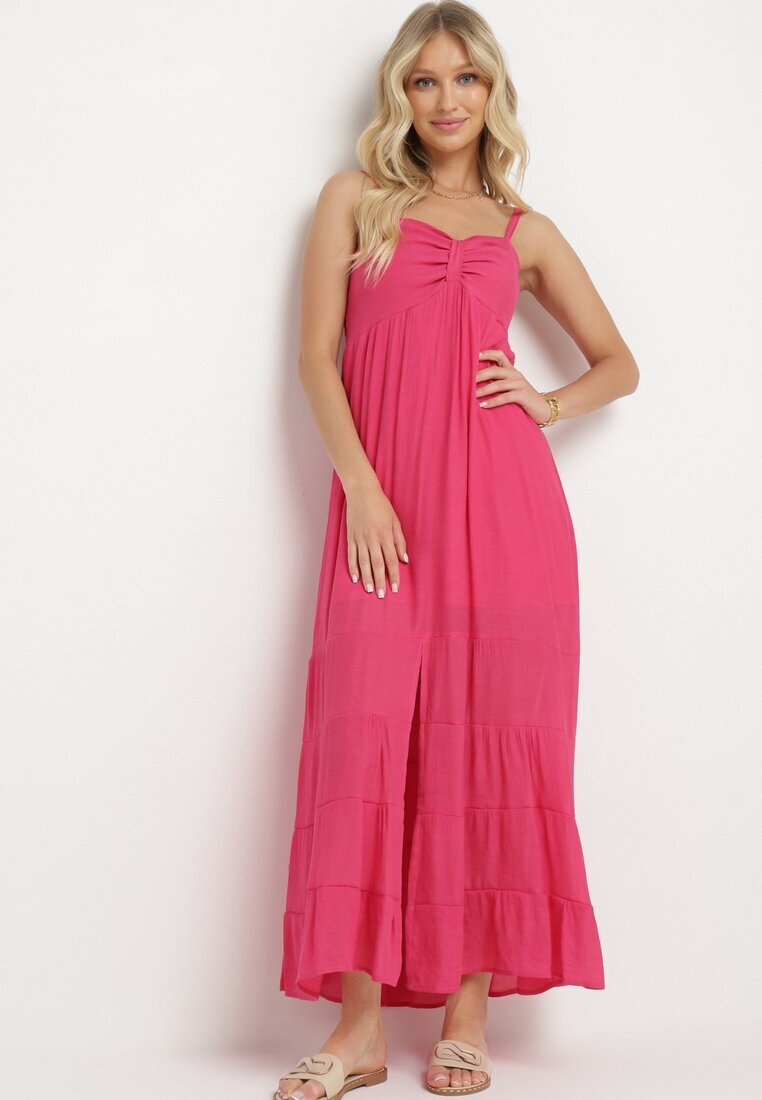 h&s Rochie Fucsia din Bumbac cu Bretele Reglabile cu Elastic la Spate Tinathias