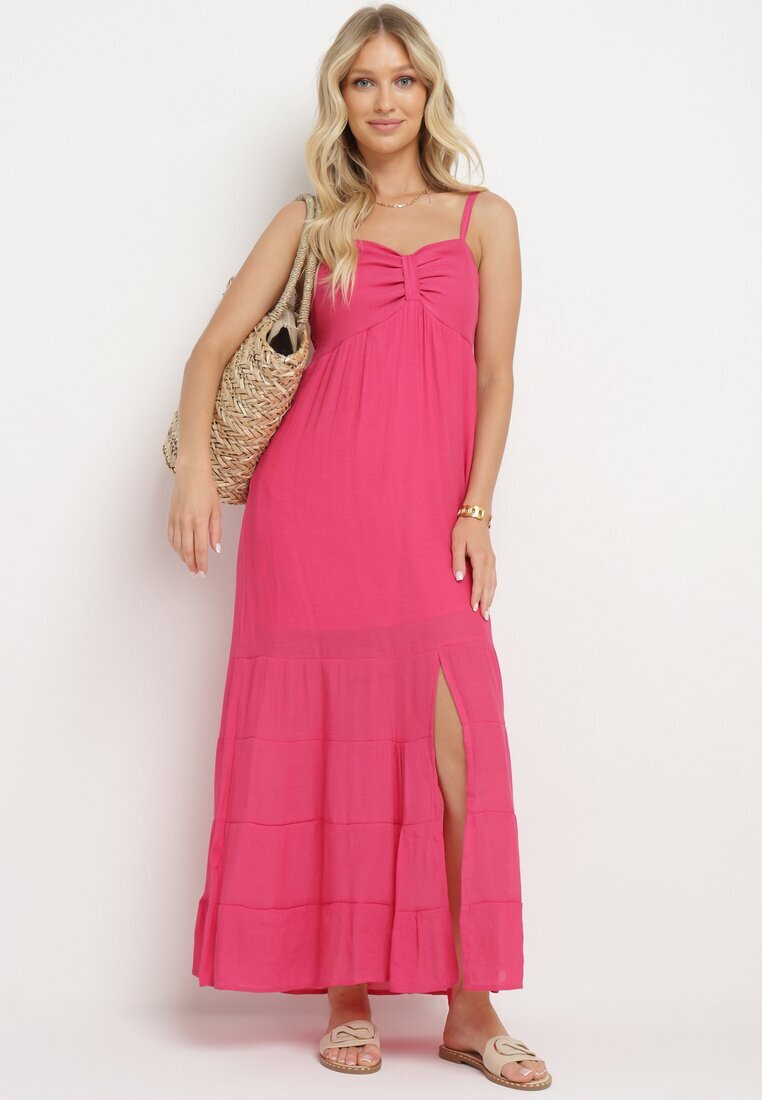 h&s Rochie Fucsia din Bumbac cu Bretele Reglabile cu Elastic la Spate Tinathias