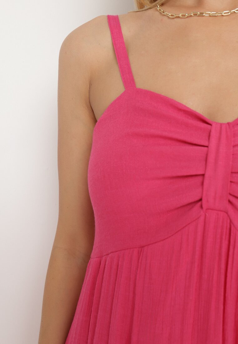 h&s Rochie Fucsia din Bumbac cu Bretele Reglabile cu Elastic la Spate Tinathias