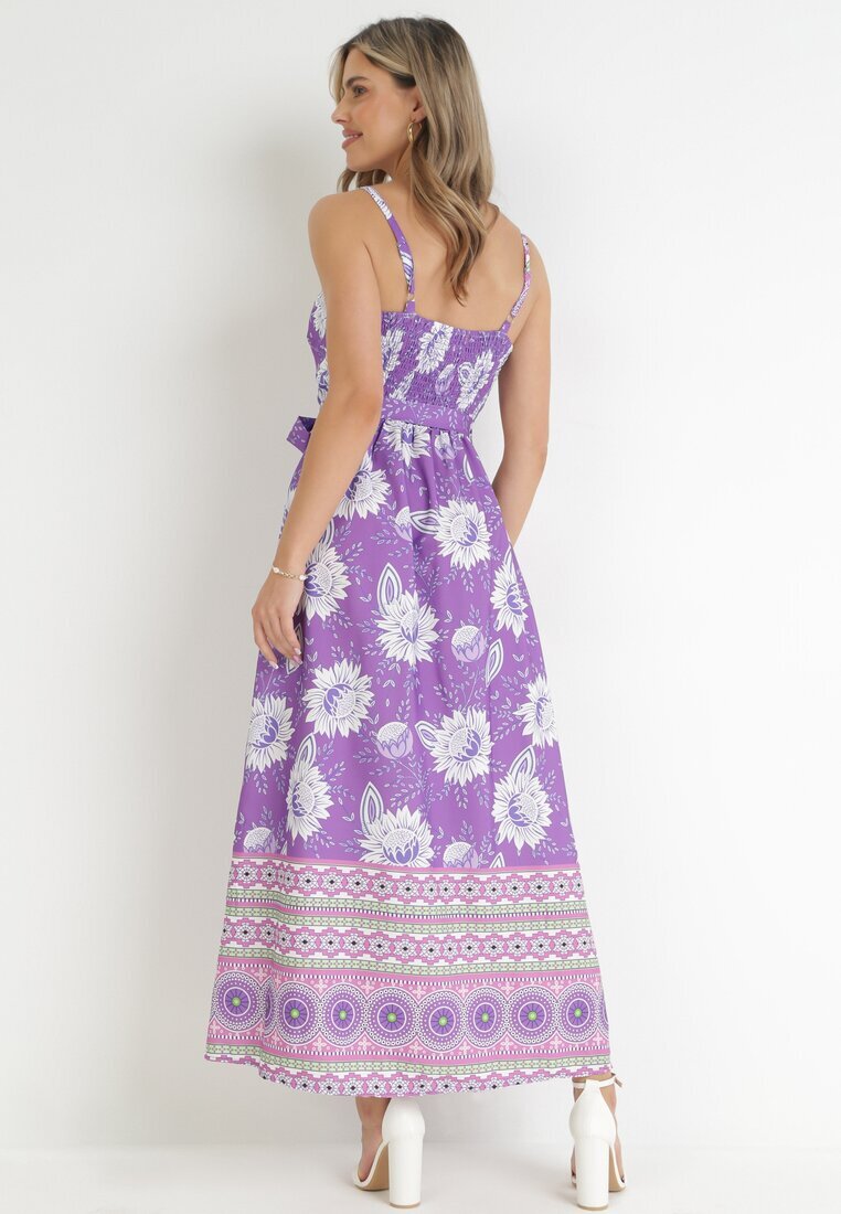 h&s Rochie Mov Maxi cu bretele subțiri și cordon textil Adakila