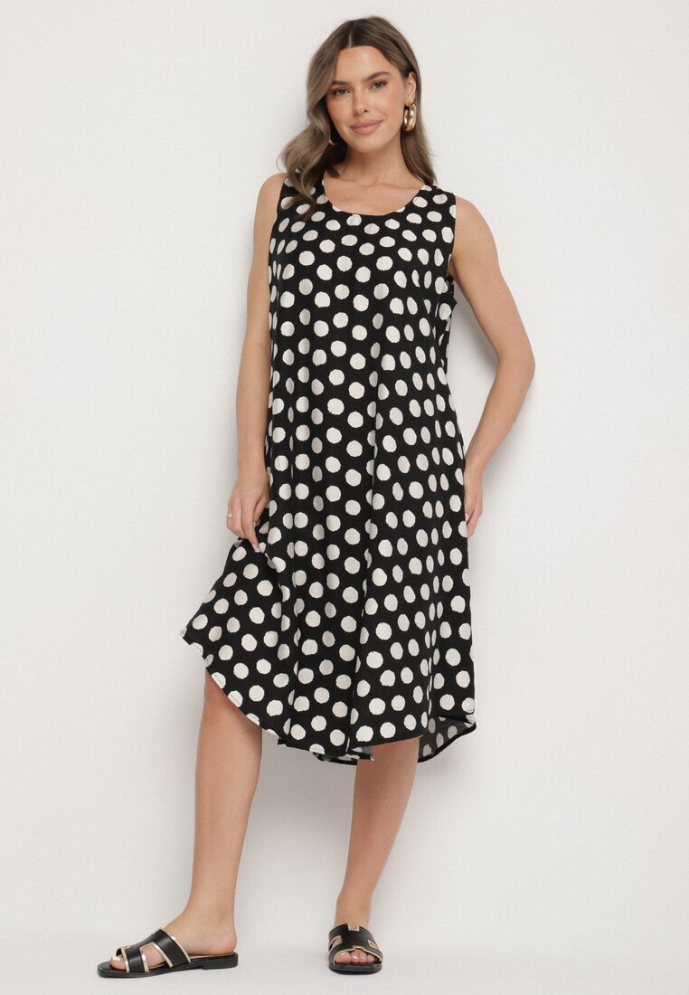 h&s Rochie Negru-Albă cu croi tip cutie fără mâneci cu buline Fevasine