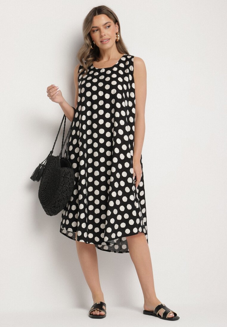 h&s Rochie Negru-Albă cu croi tip cutie fără mâneci cu buline Fevasine