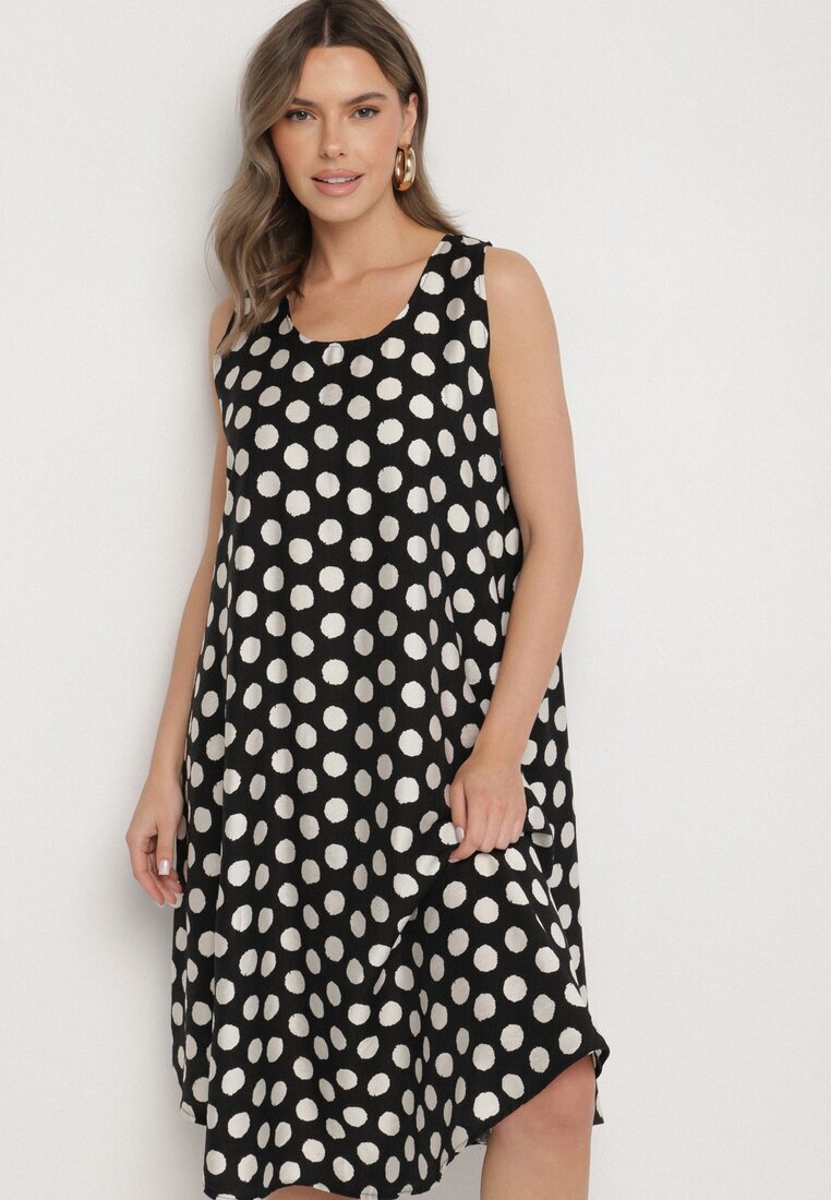 h&s Rochie Negru-Albă cu croi tip cutie fără mâneci cu buline Fevasine
