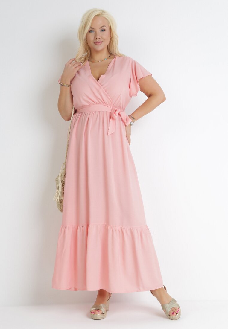 h&s Rochie Roz Maxi cu elastic în talie și curea textilă Eisley