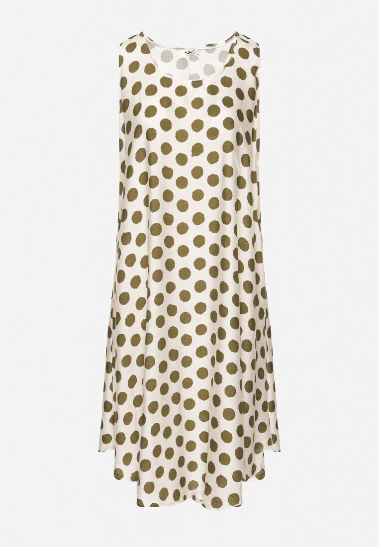 h&s Rochie Verde-Bej cu croială tip cutie Fără mâneci cu buline Fevasine