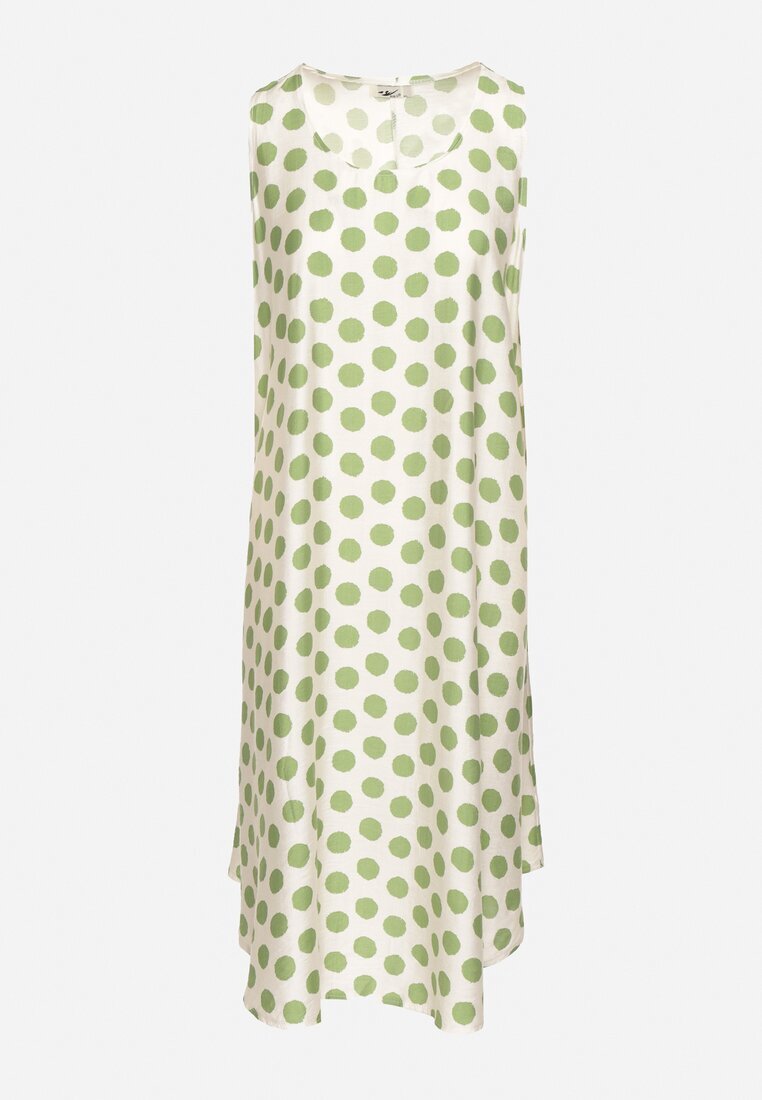 h&s Rochie Verde-bej cu croială tip cutie fără mâneci cu buline Fevasine