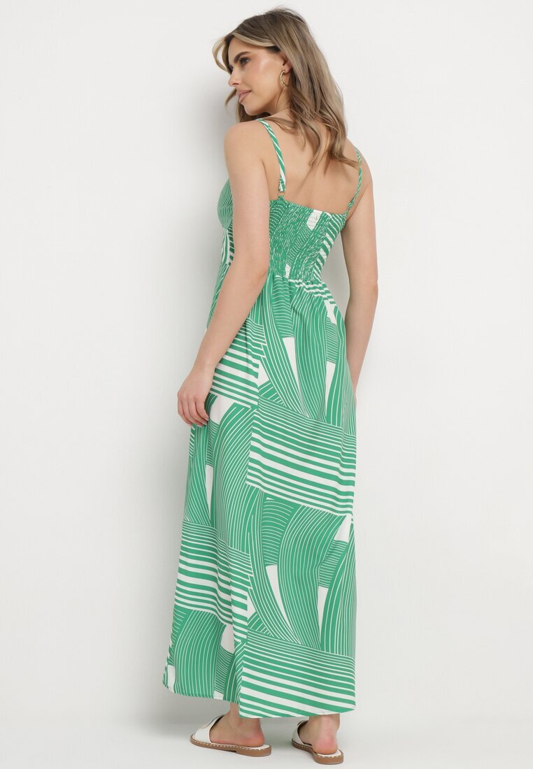 h&s Rochie Verde cu Decolteu Plic cu Bretele Reglabile cu Slituri Jatila