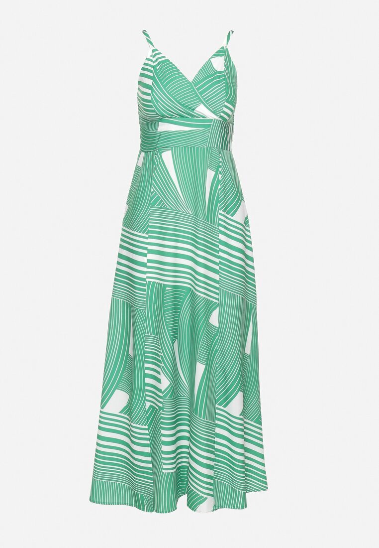 h&s Rochie Verde cu Decolteu Plic cu Bretele Reglabile cu Slituri Jatila
