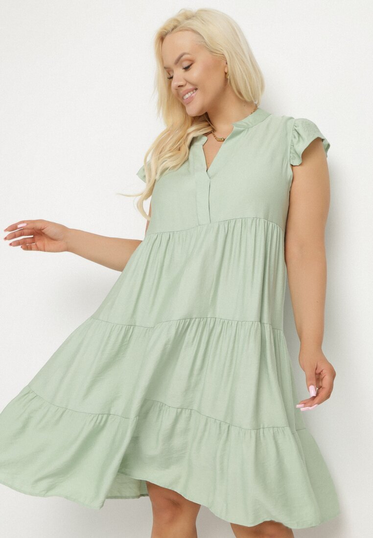 h&s Rochie Verde deschis cu croi evazat cu decolteu în V Meverina