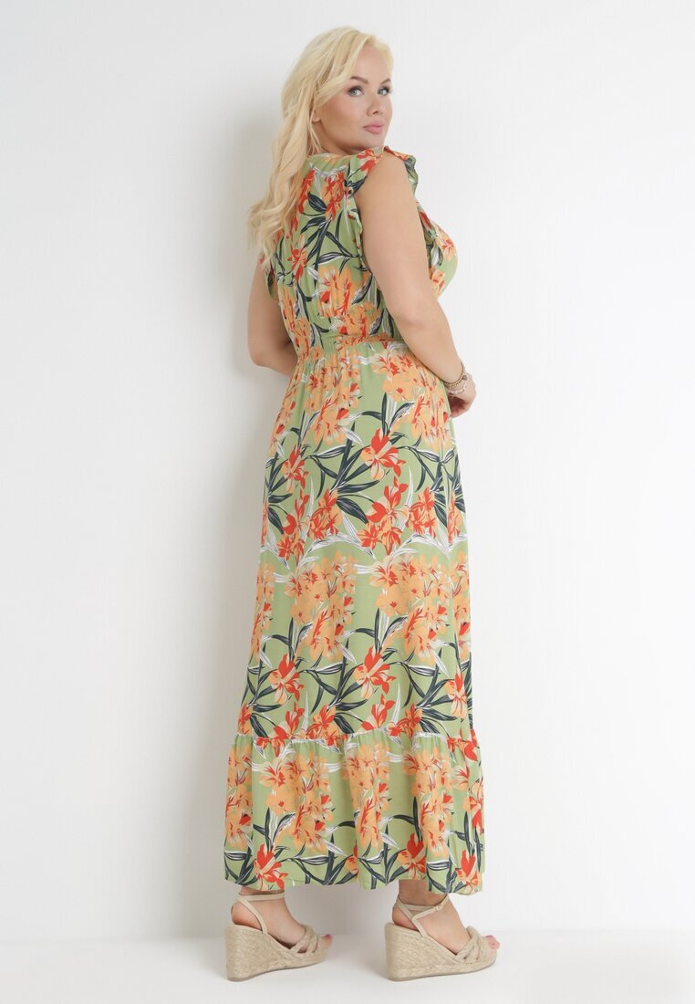 h&s Rochie Verde Maxi cu Elastic în Talie și Decolteu Petrecut Elysa