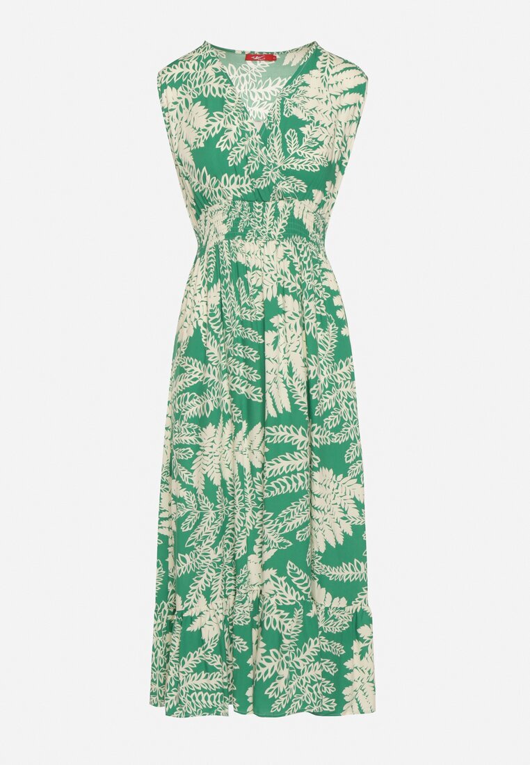 h&s Rochie Verde Vâscoză cu croi cloș cu elastic în talie și decolteu în V Denesta