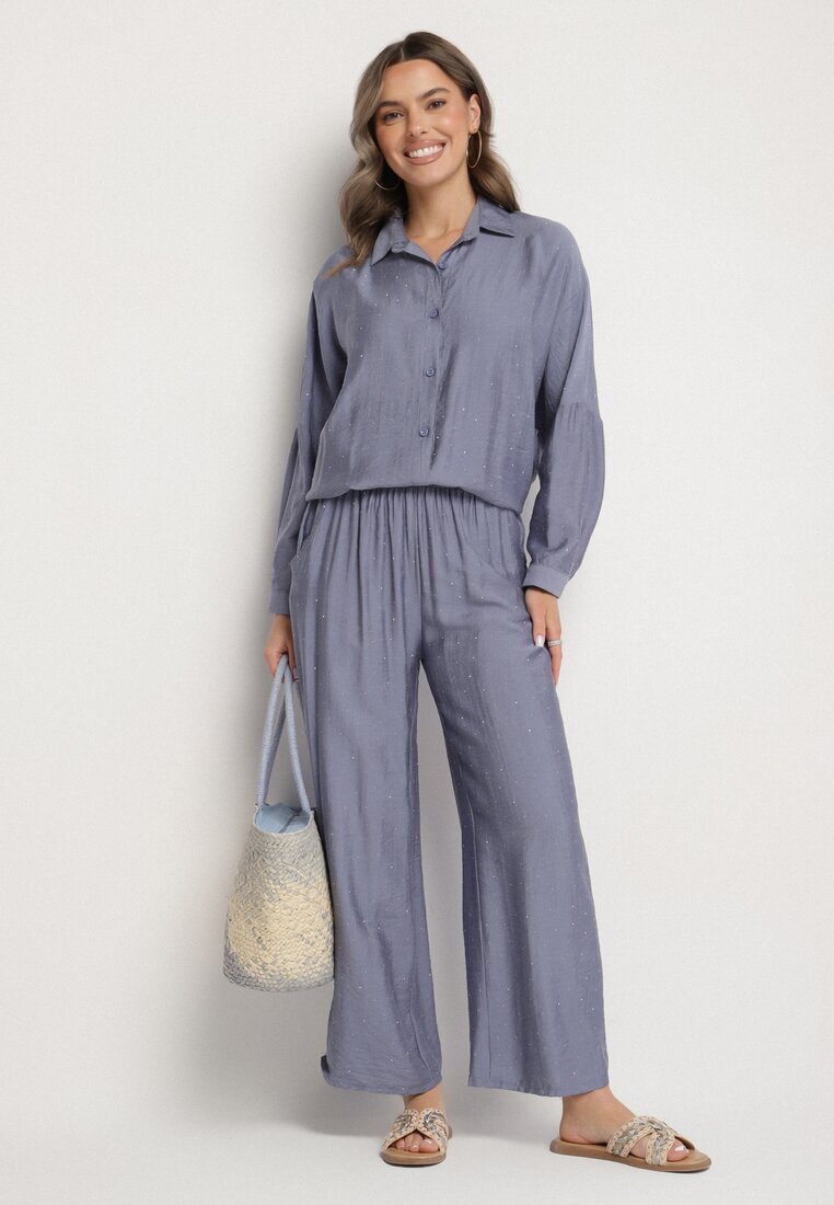 h&s Set Albastru oversize Cămașă și Pantaloni Ulosarenia