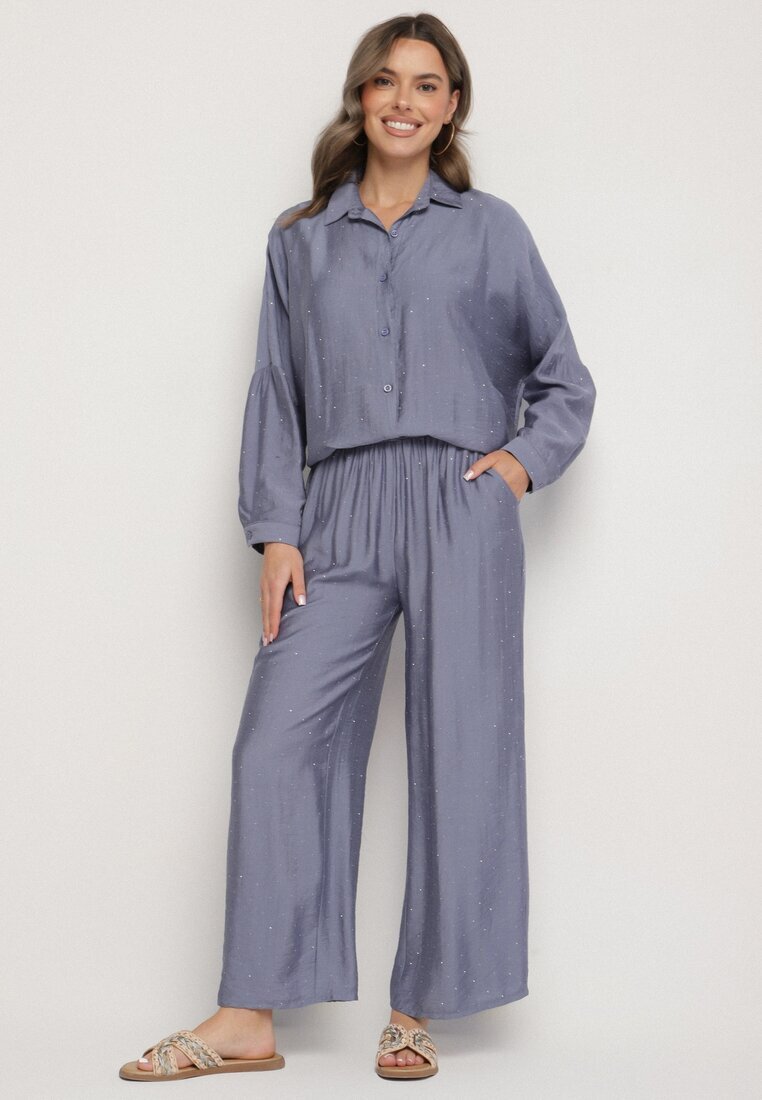 h&s Set Albastru oversize Cămașă și Pantaloni Ulosarenia