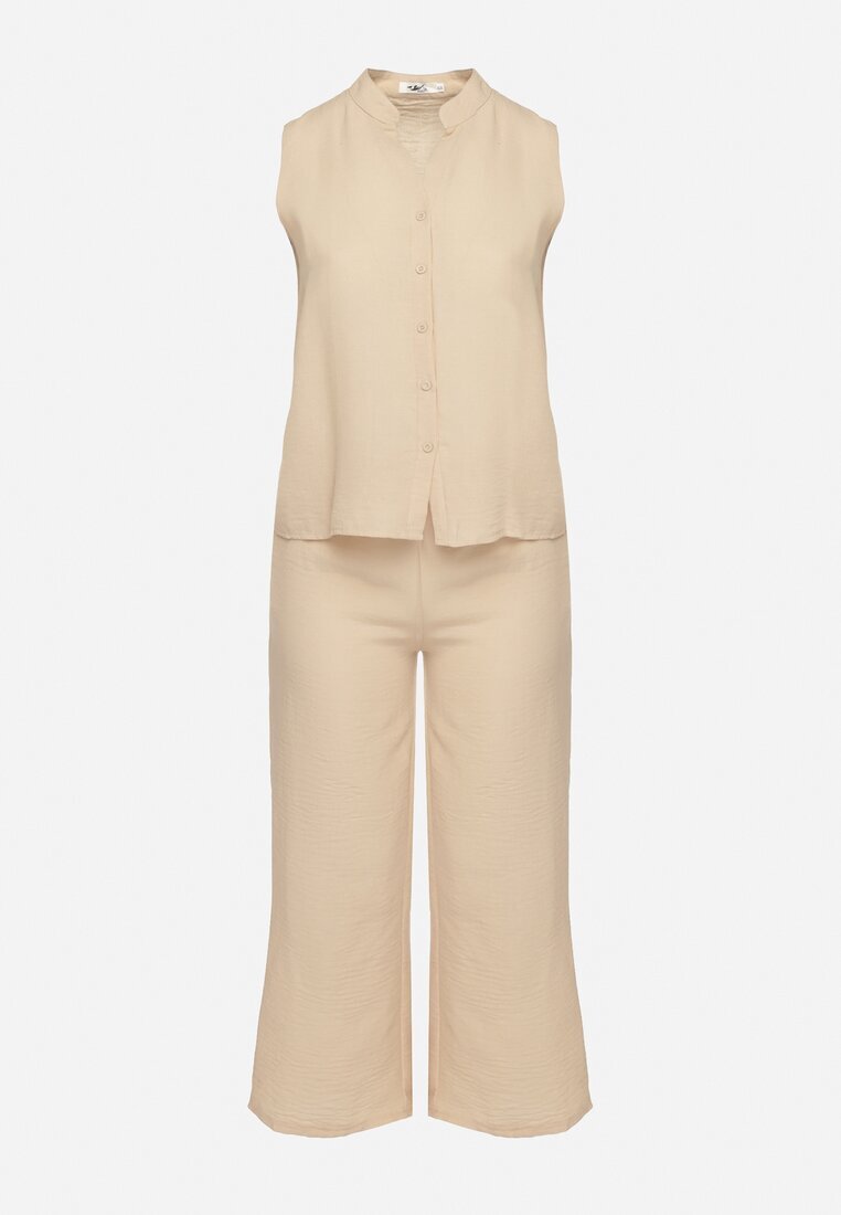 h&s Set Bej Cămașă fără mâneci și Pantaloni largi cu elastic în talie Telanwena