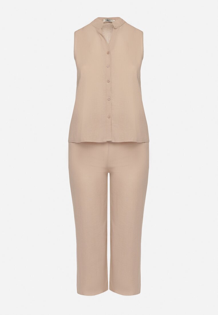 h&s Set bej închis Cămașă fără mâneci și Pantaloni largi cu elastic în talie Telanwena