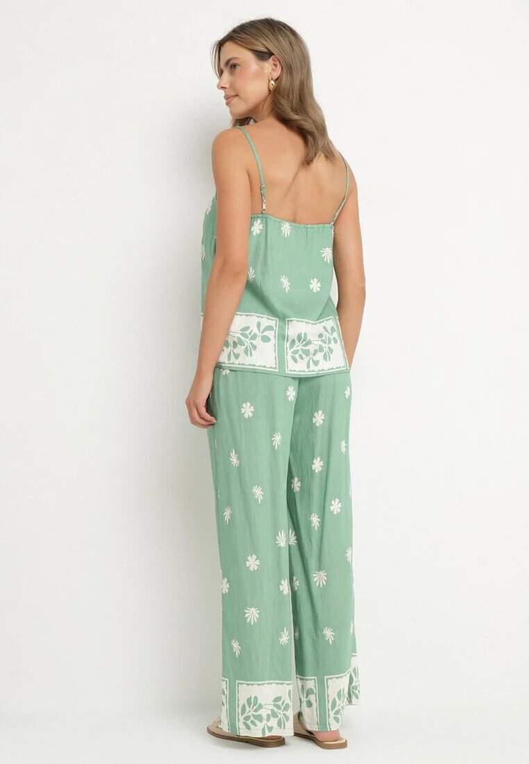 h&s Set Menta Viscoza Maieu și Pantaloni cu flori Adisira