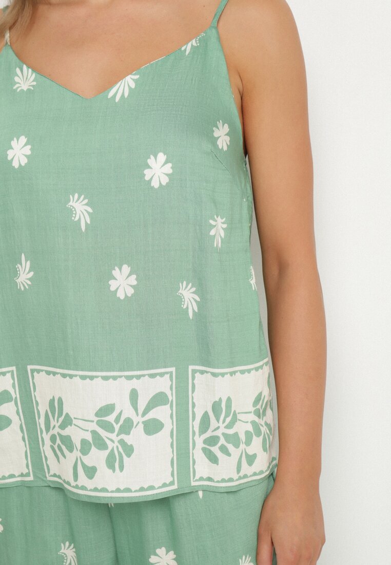 h&s Set Menta Viscoza Maieu și Pantaloni cu flori Adisira