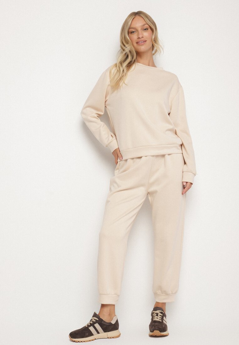 h&s Set Trening Bej din Bumbac Bluză și Pantaloni Jogger Ette