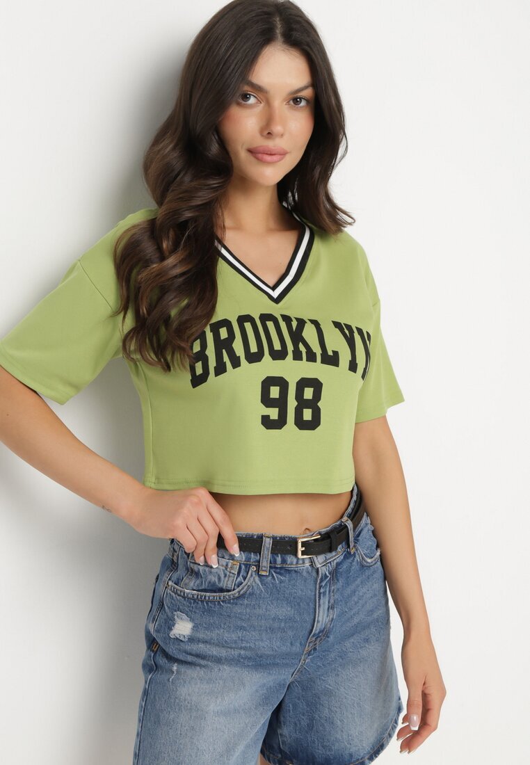 h&s Tricou de Bumbac Verde cu Text Nitanelia