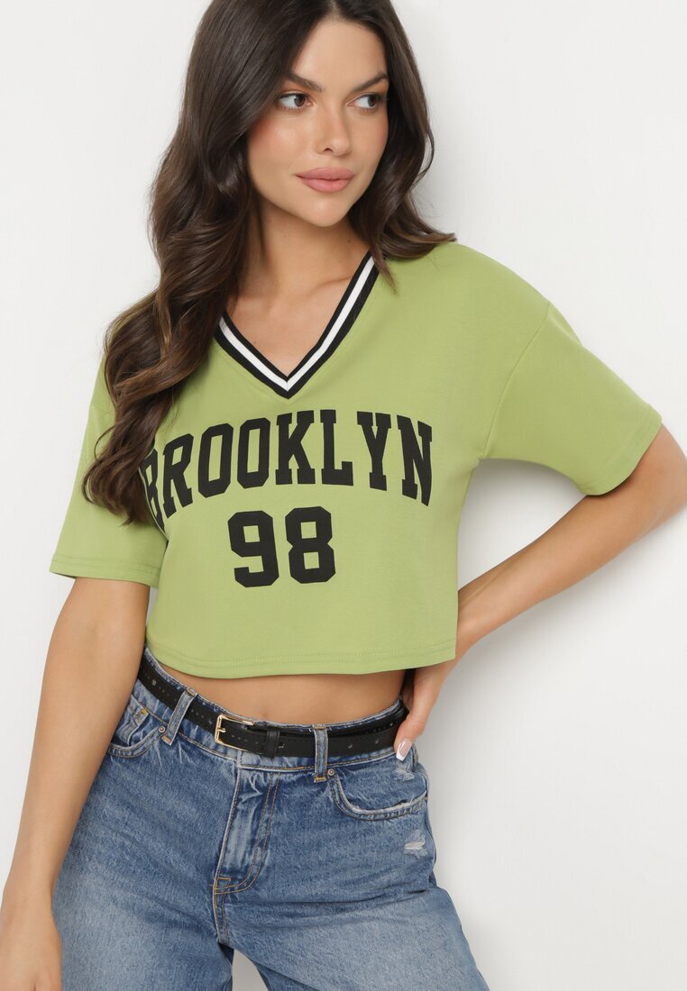 h&s Tricou de Bumbac Verde cu Text Nitanelia