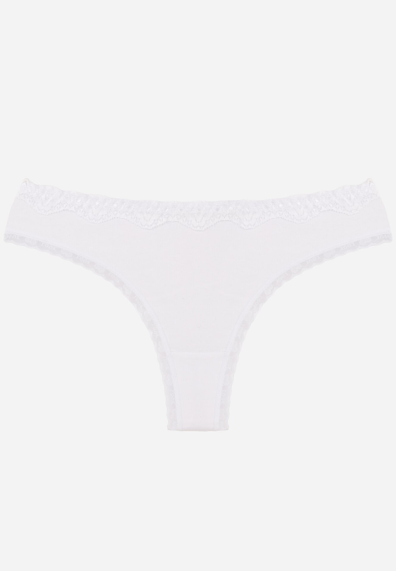 han Chiloți Albi din Bumbac Tip String Decorați cu Dantelă Cirilise