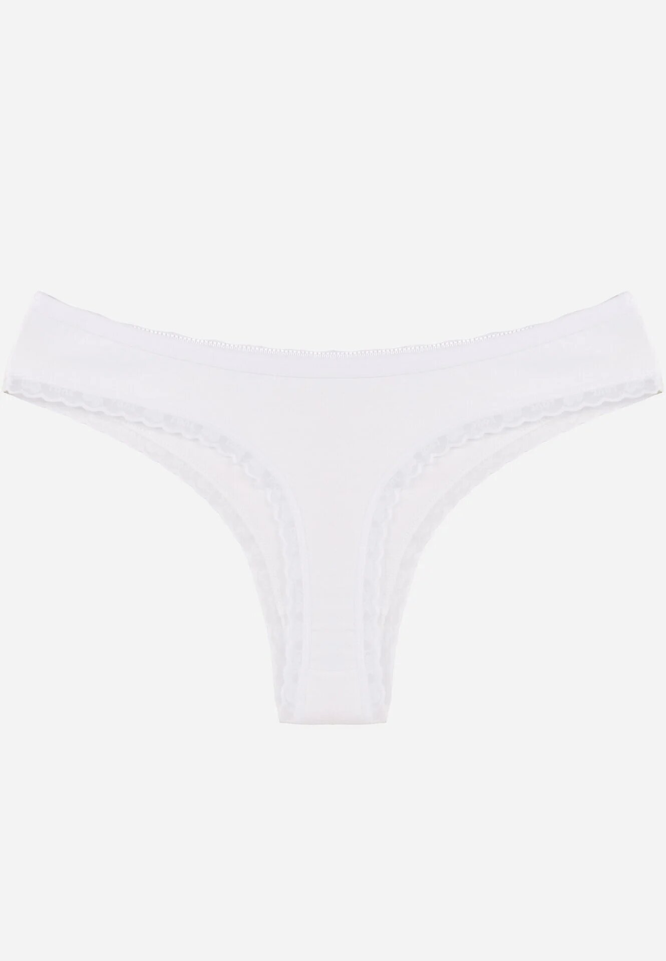 han Chiloți Albi din Bumbac Tip String Decorați cu Dantelă Cirilise