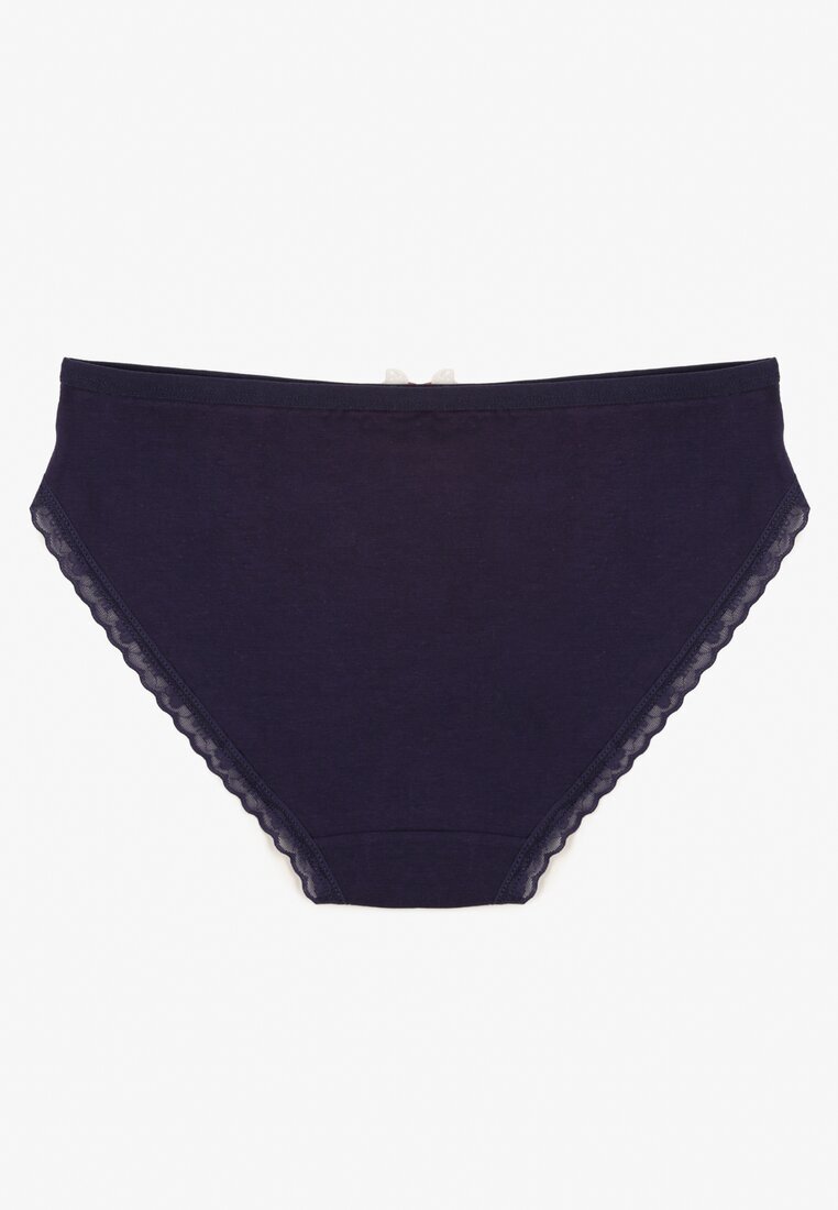 han Chiloți Bleumarin Din bumbac Tip bikini cu dantelă și fundiță Zeteria