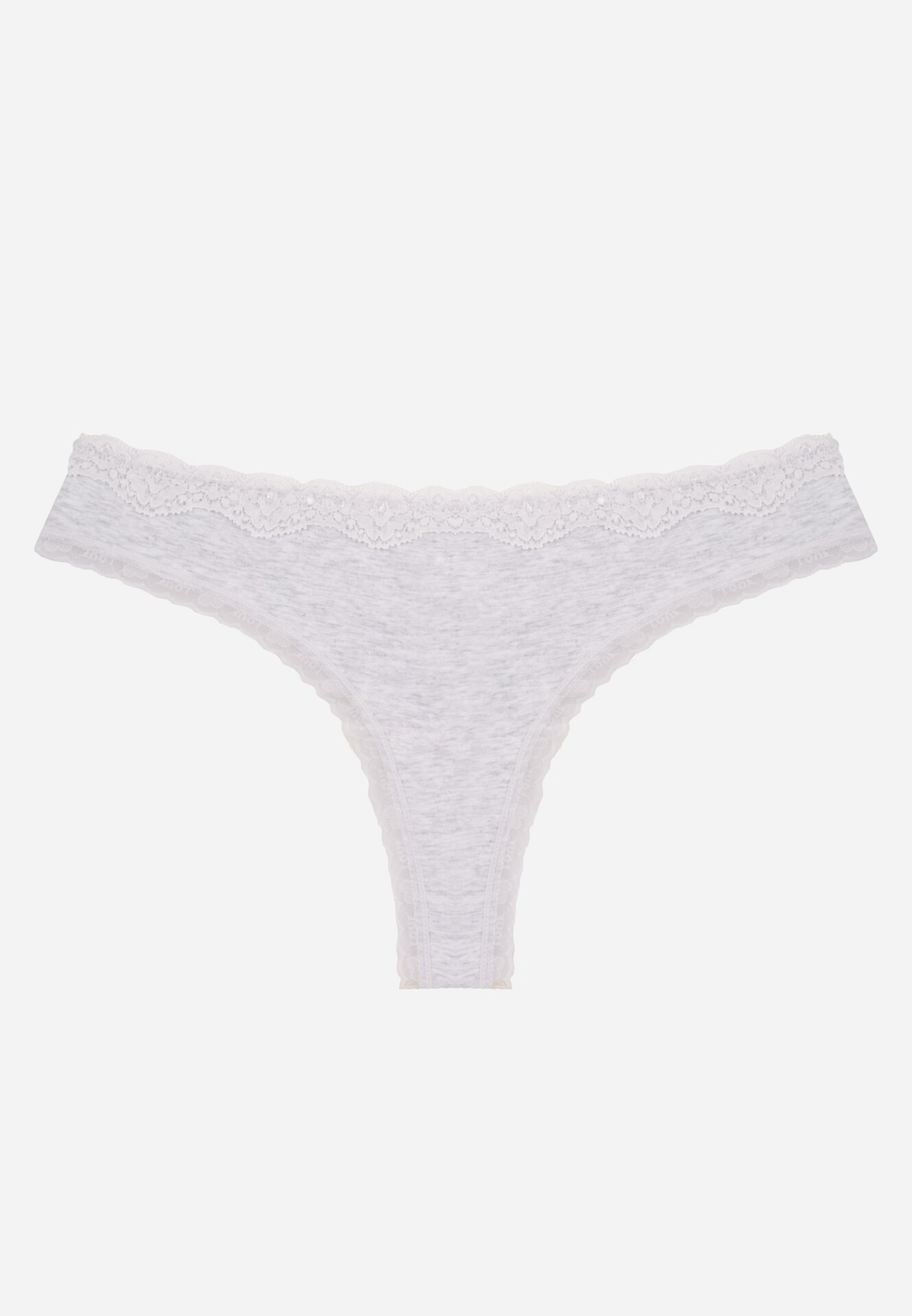 han Chiloți Gri din Bumbac Tip String Decorați cu Dantelă Cirilise