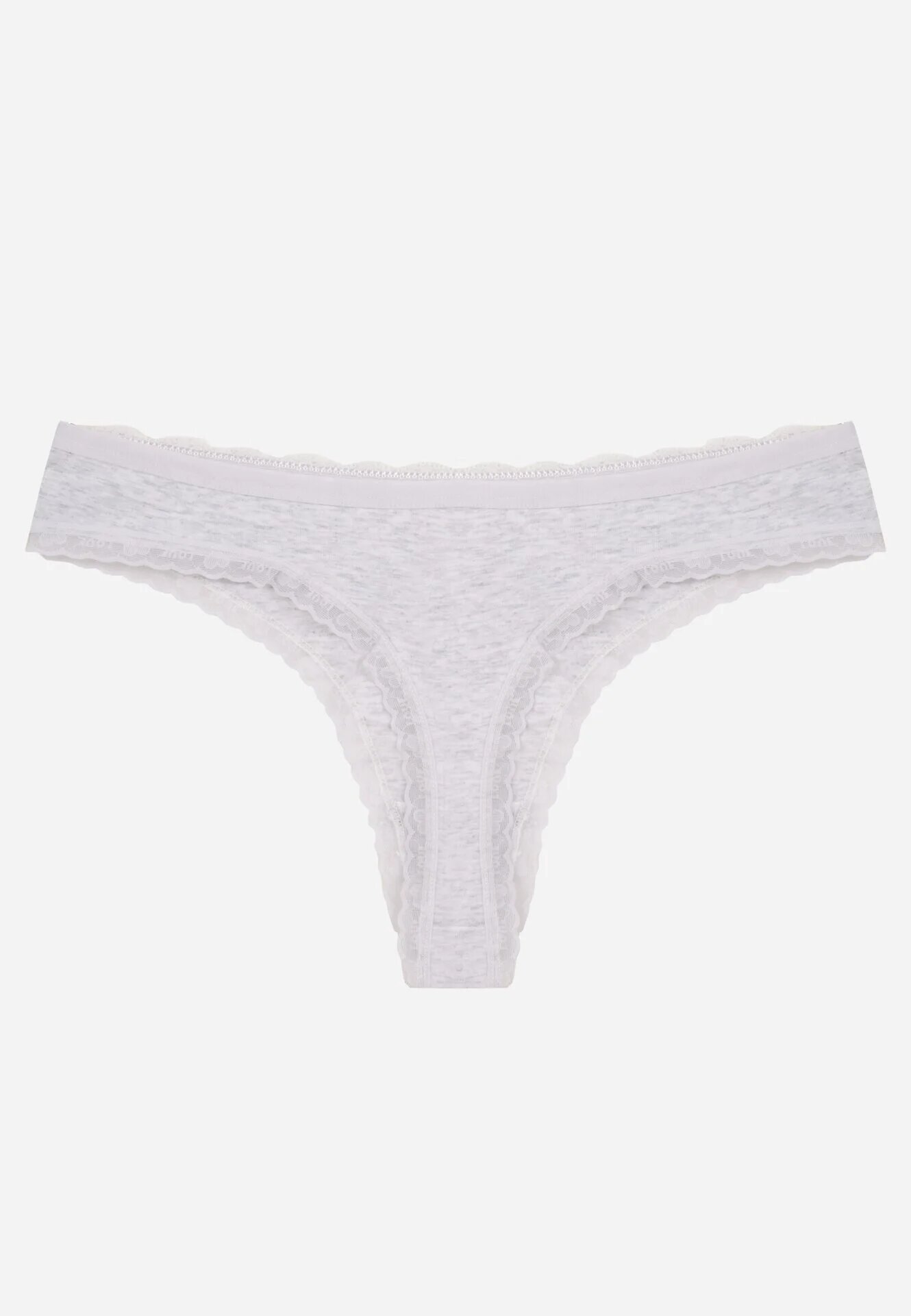 han Chiloți Gri din Bumbac Tip String Decorați cu Dantelă Cirilise