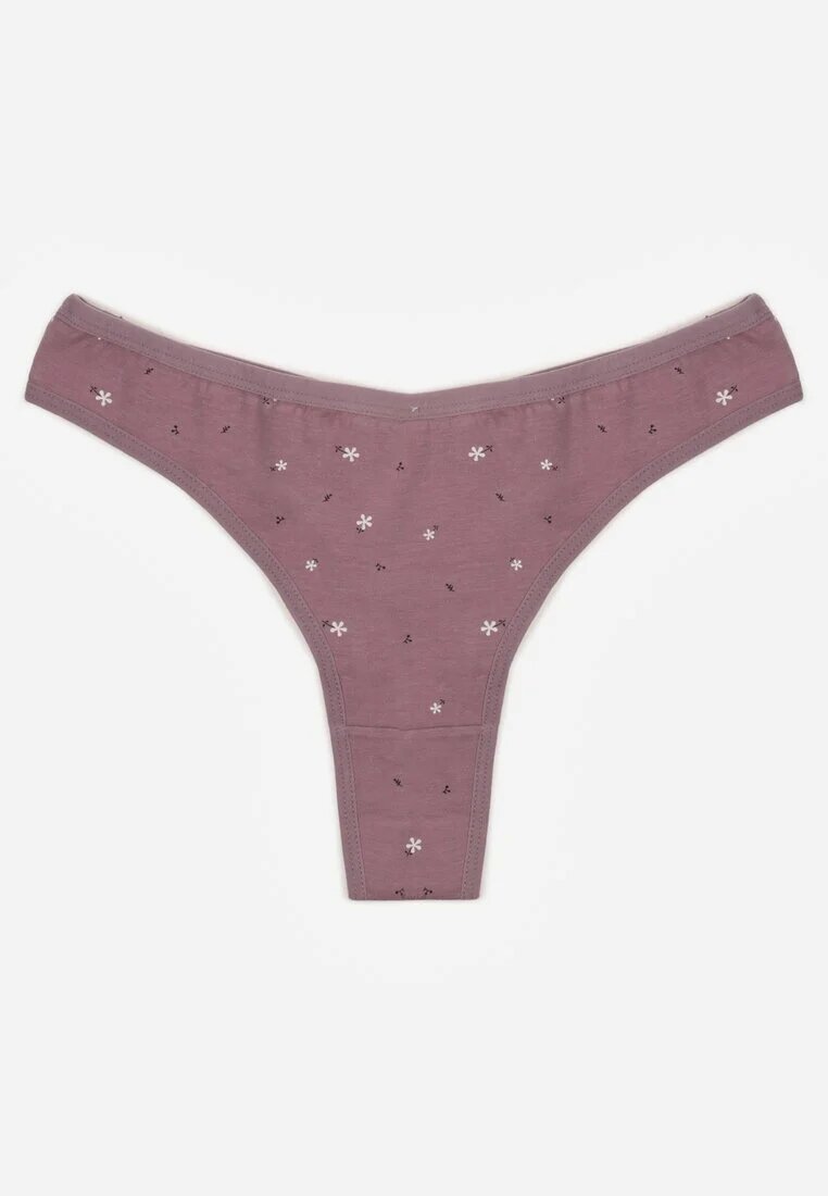 han Chiloți String Violet cu Bumbac cu Flori Calylia