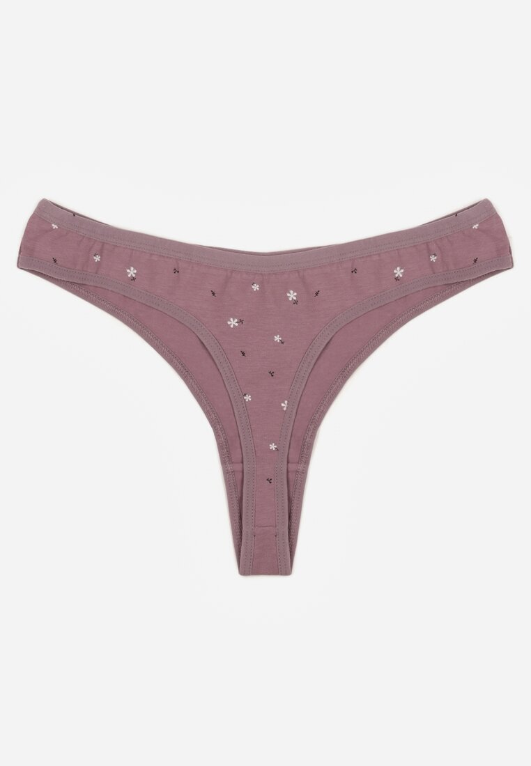 han Chiloți String Violet cu Bumbac cu Flori Calylia