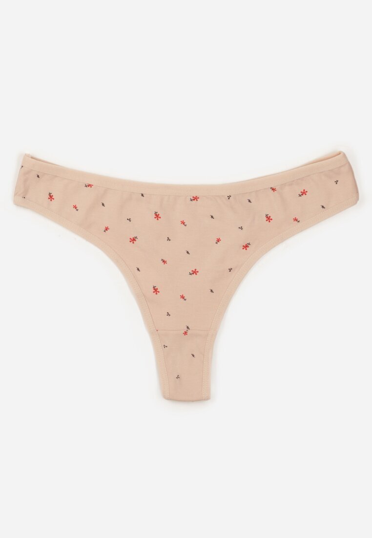 han Chiloți tanga bej cu Bumbac cu imprimeu floral Calylia