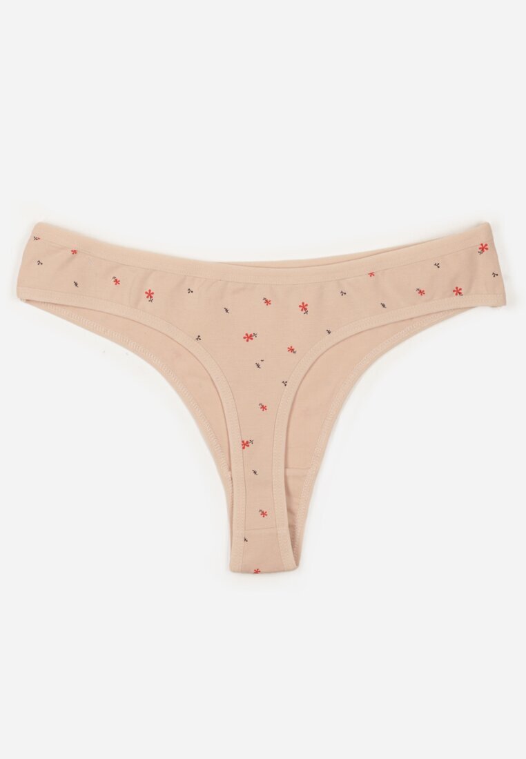 han Chiloți tanga bej cu Bumbac cu imprimeu floral Calylia