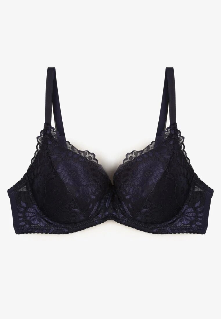 han Sutien bleumarin de tip Full Cup cu dantelă decorativă Lanithiel