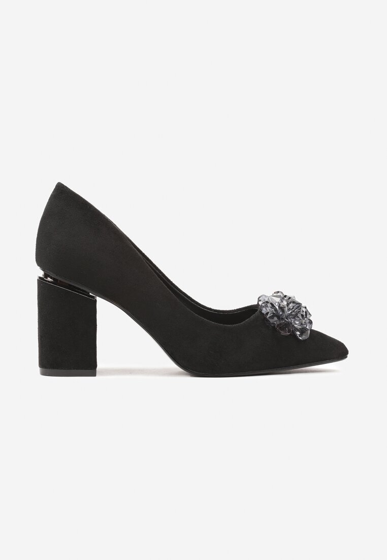 haver Pantofi cu toc Negre cu toc gros cu Cristale Decorative Aveltia