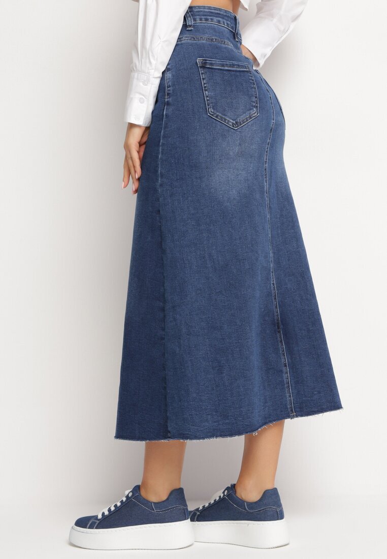 hello miss Fustă blugi bleumarin maxi cu talie înaltă Nicyela