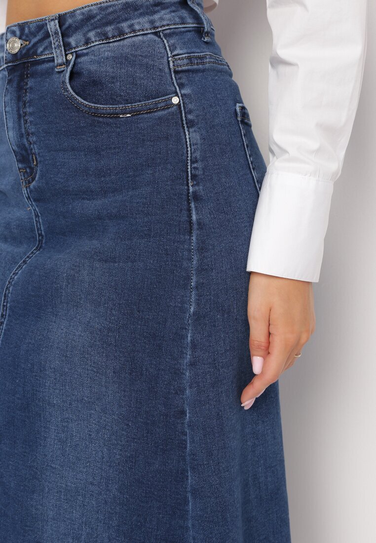 hello miss Fustă blugi bleumarin maxi cu talie înaltă Nicyela