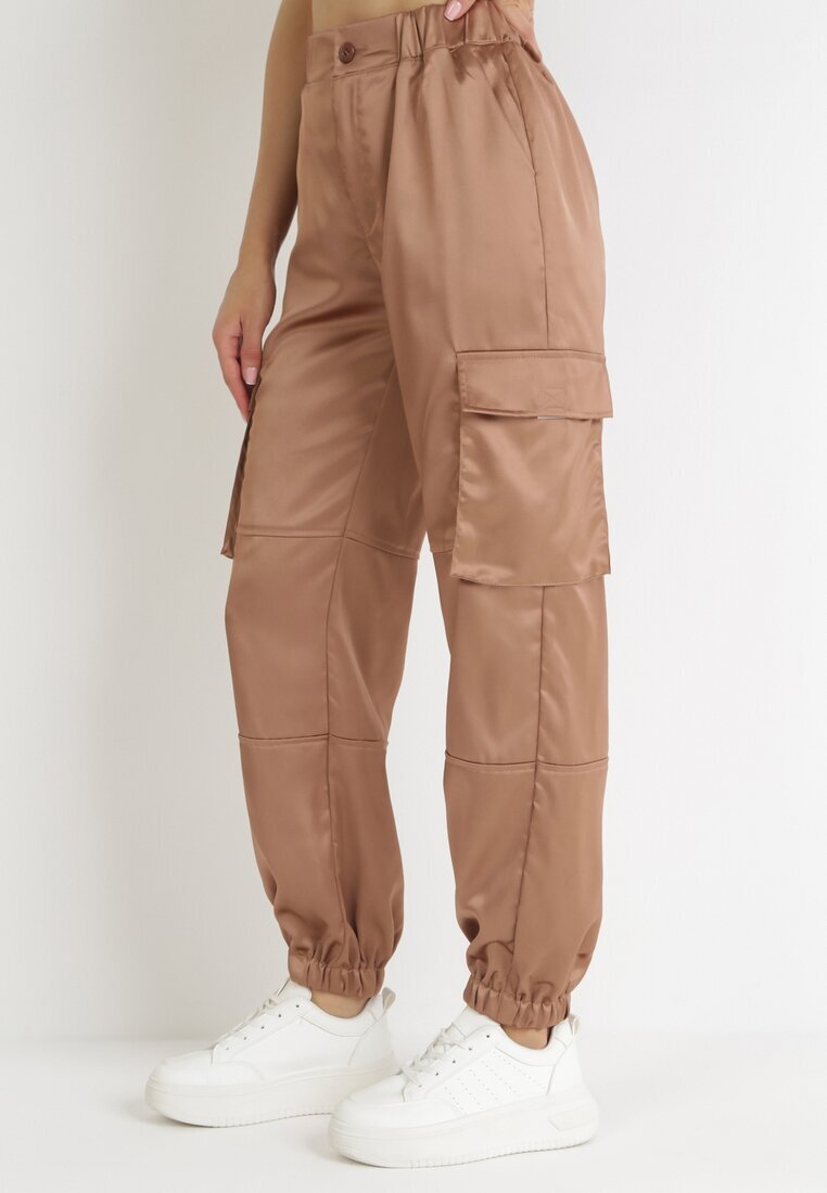hello miss Pantaloni bej închis de bumbac Joggere cu Buzunare Largi Romia