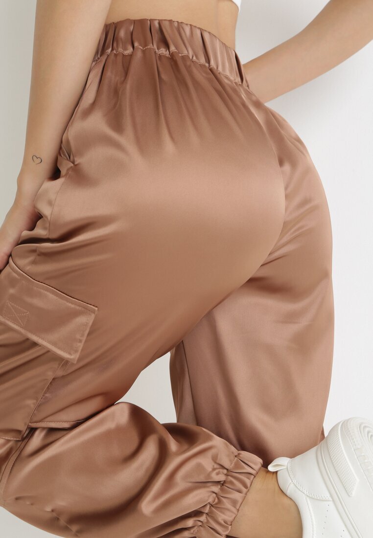 hello miss Pantaloni bej închis de bumbac Joggere cu Buzunare Largi Romia