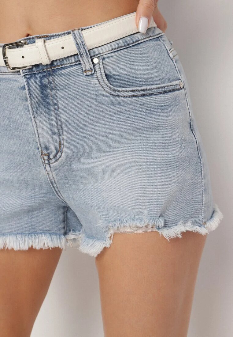 hello miss Pantaloni scurți denim albastru deschis cu abraziuni decorative Tenafela