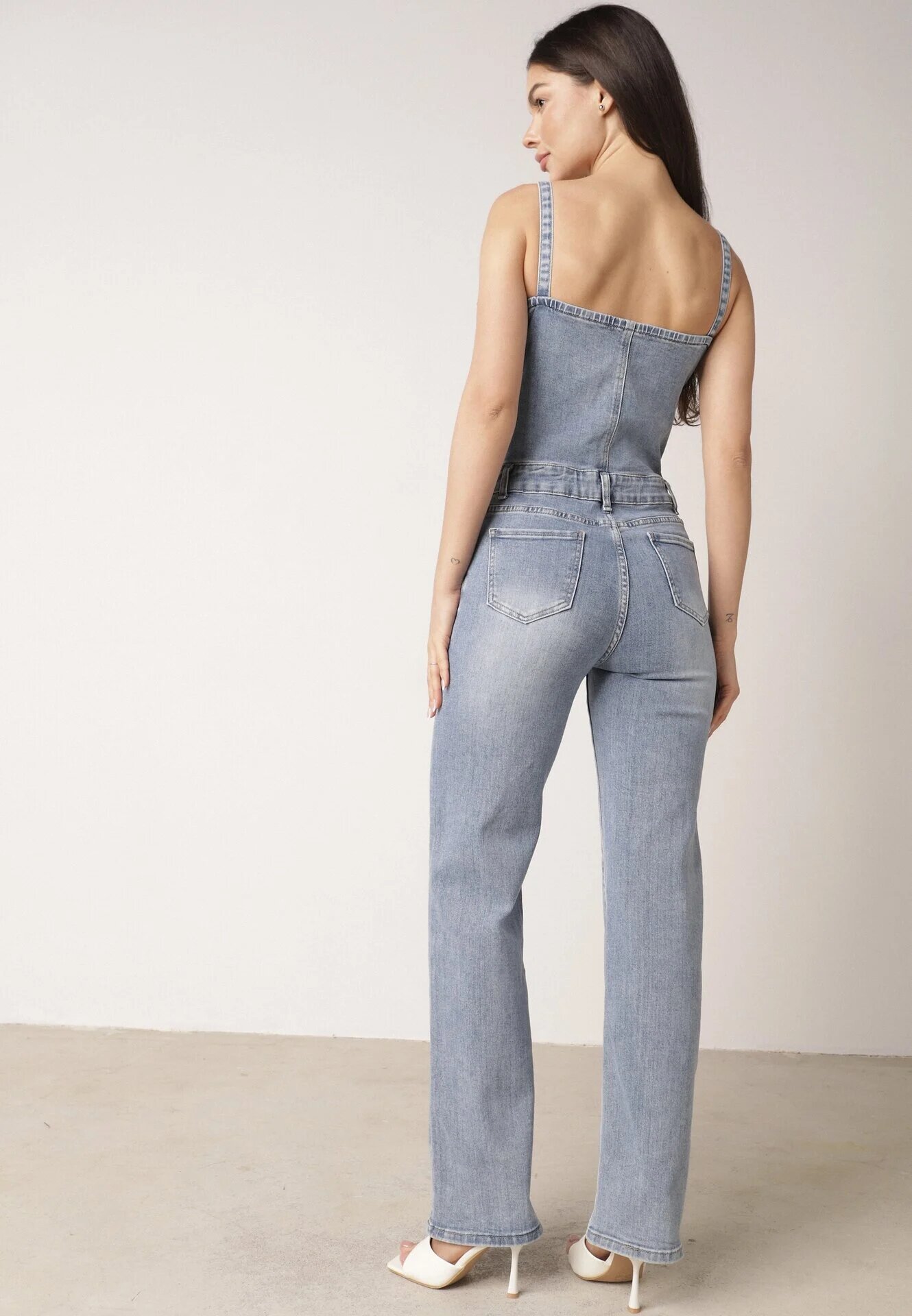 hello miss Salopetă Albastră Denim din Bumbac cu Bretele cu Craci Drepți Laelliana