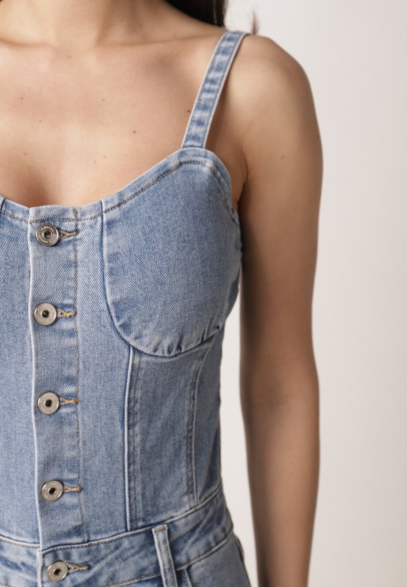 hello miss Salopetă Albastră Denim din Bumbac cu Bretele cu Craci Drepți Laelliana